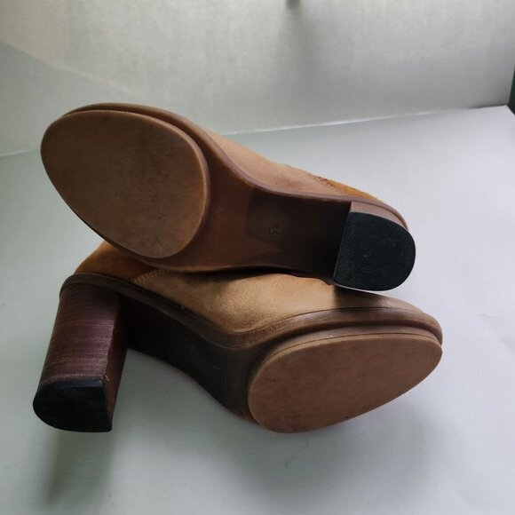 Aldo Tan Suede Leather Double Zip Closure Stack Heel Booties Size 8.5(39) - Picture 6 of 8